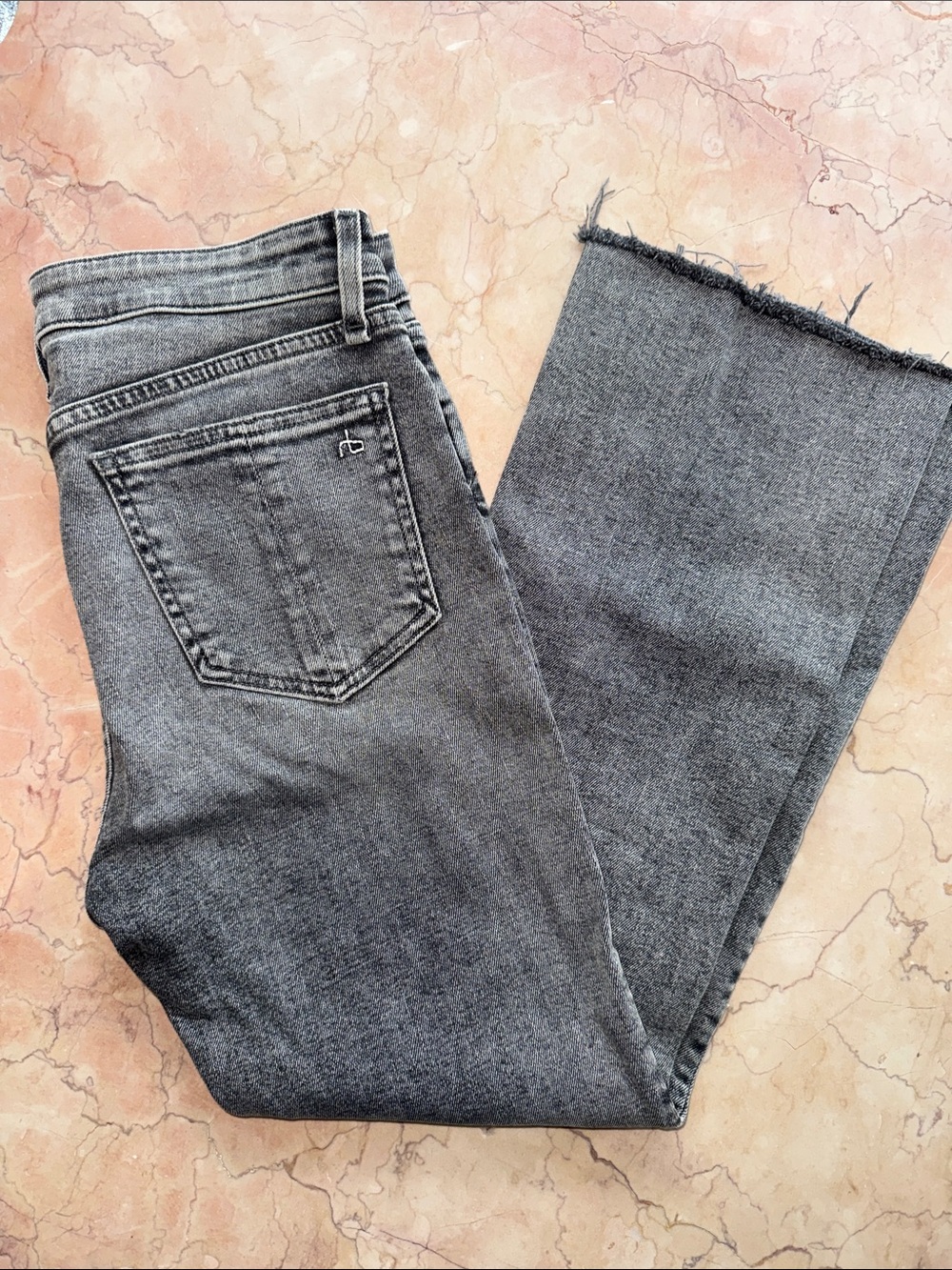 Rag & Bone Cut Off Raw Hem Nina High Rise Ankle Flare Jeans size 28 size 6
